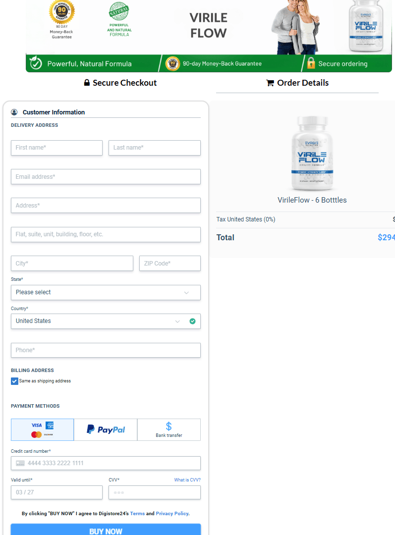 VirileFlow order page